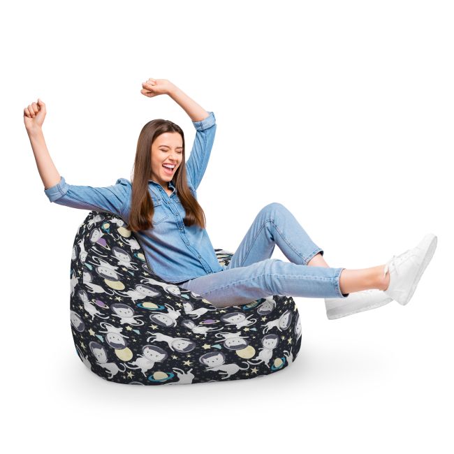 Fotoliu Units Puf Bean Bag tip para XL, impermeabil, indoor/outdoor, sac interior, cu maner, 90 x 85 x 65 cm, pisici in spatiu BEANUNB-PR-XL-EXT-078