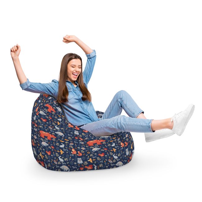 Fotoliu Units Puf Bean Bag tip para XL, impermeabil, indoor/outdoor, sac interior, cu maner, 90 x 85 x 65 cm, prietenii padurii BEANUNB-PR-XL-EXT-105