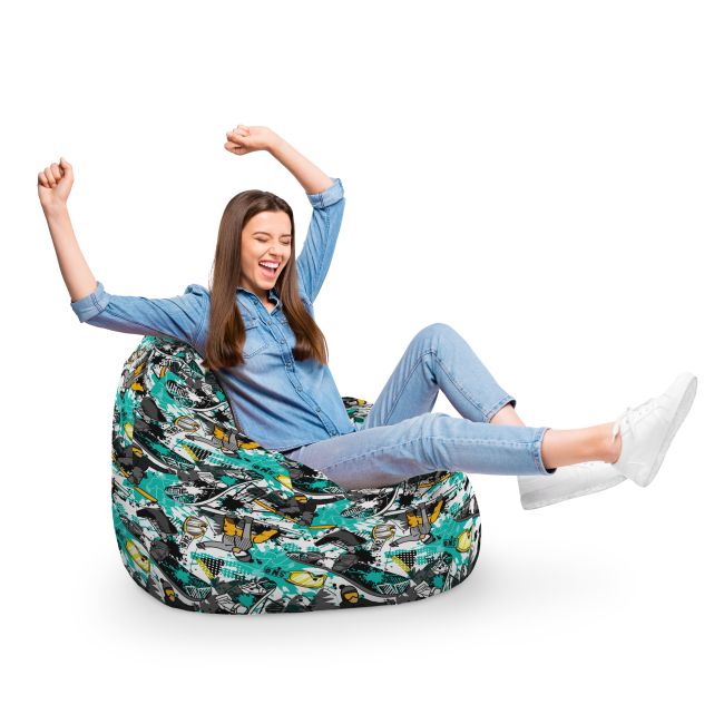 Fotoliu Units Puf Bean Bag tip para XL, impermeabil, indoor/outdoor, sac interior, cu maner, 90 x 85 x 65 cm, snowboard BEANUNB-PR-XL-EXT-094