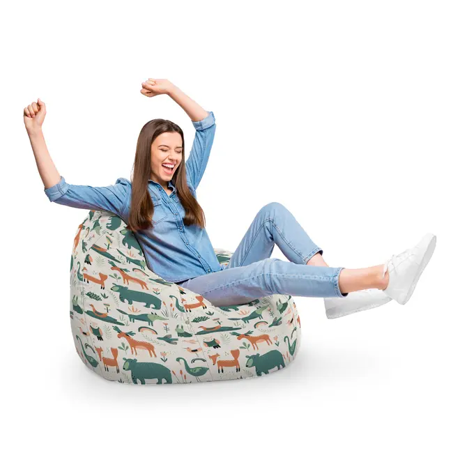 Fotoliu Units Puf Bean Bag tip para XL, impermeabil, indoor/outdoor, sac interior, cu maner, 90 x 85 x 65 cm, ursi cerbi si alti prieteni BEANUNB-PR-XL-EXT-106