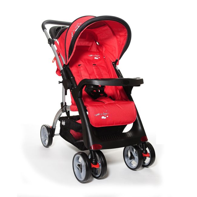 Carucior cu maner reversibil Juju I Love My Parents, Rosu - JU4098-Red