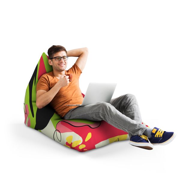 Fotoliu Units Puf Bean Bag tip Lounge, impermeabil, indoor/outdoor, sac interior, cu maner, 155 x 83 x 65 cm, Abstract Jungle Pepene BEANUNB-LGA-L-EXT-179