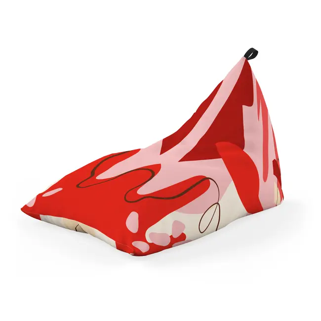 Fotoliu Units Puf Bean Bag tip Lounge, impermeabil, indoor/outdoor, sac interior, cu maner, 155 x 83 x 65 cm, Abstract Jungle Rosu BEANUNB-LGA-L-EXT-182