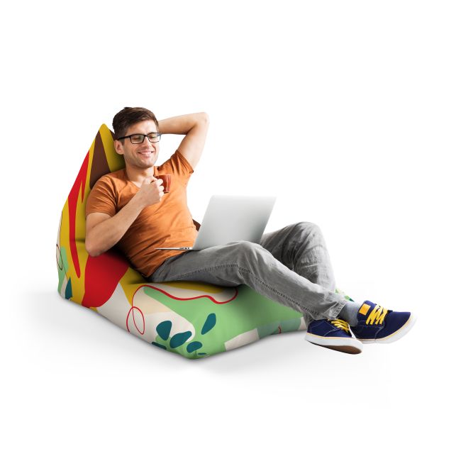 Fotoliu Units Puf Bean Bag tip Lounge, impermeabil, indoor/outdoor, sac interior, cu maner, 155 x 83 x 65 cm, Abstract Jungle Verde BEANUNB-LGA-L-EXT-181