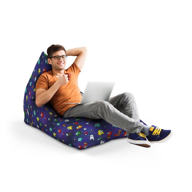 Fotoliu Units Puf Bean Bag tip Lounge, impermeabil, indoor/outdoor, sac interior, cu maner, 155 x 83 x 65 cm, Among Us Albastru BEANUNB-LGA-L-EXT-214