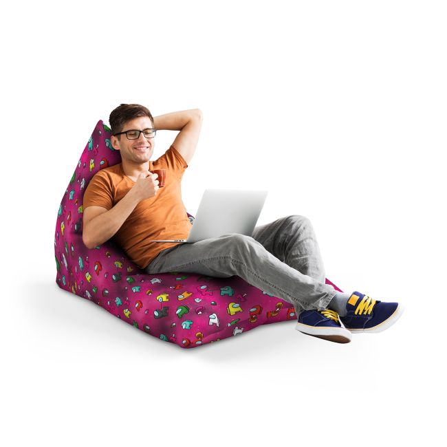 Fotoliu Units Puf Bean Bag tip Lounge, impermeabil, indoor/outdoor, sac interior, cu maner, 155 x 83 x 65 cm, Among Us Magenta BEANUNB-LGA-L-EXT-216