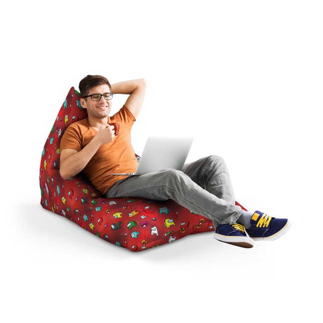 Fotoliu Units Puf Bean Bag tip Lounge, impermeabil, indoor/outdoor, sac interior, cu maner, 155 x 83 x 65 cm, Among Us Rosu BEANUNB-LGA-L-EXT-217