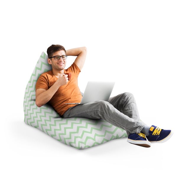 Fotoliu Units Puf Bean Bag tip Lounge, impermeabil, indoor/outdoor, sac interior, cu maner, 155 x 83 x 65 cm, Chevron Classic, Green BEANUNB-LGA-L-EXT-172
