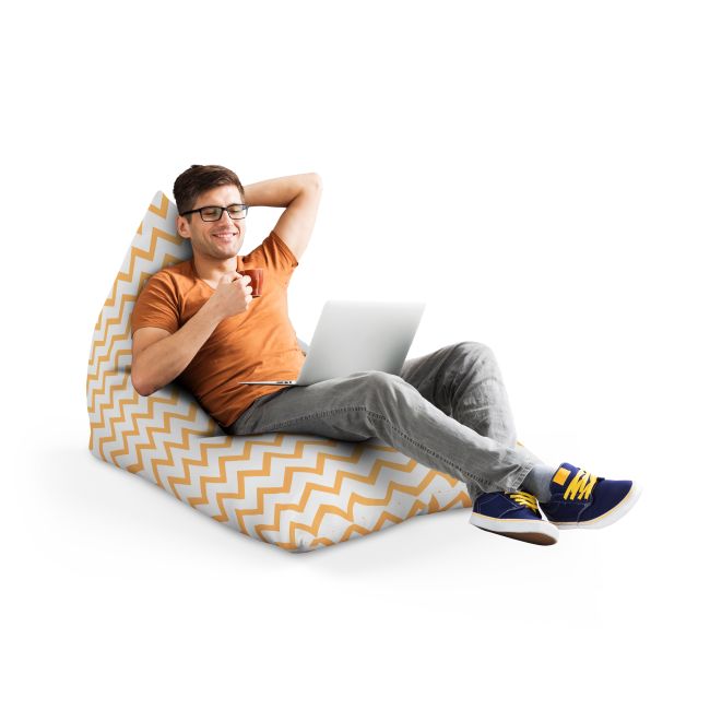 Fotoliu Units Puf Bean Bag tip Lounge, impermeabil, indoor/outdoor, sac interior, cu maner, 155 x 83 x 65 cm, Chevron Classic, Orange BEANUNB-LGA-L-EXT-173