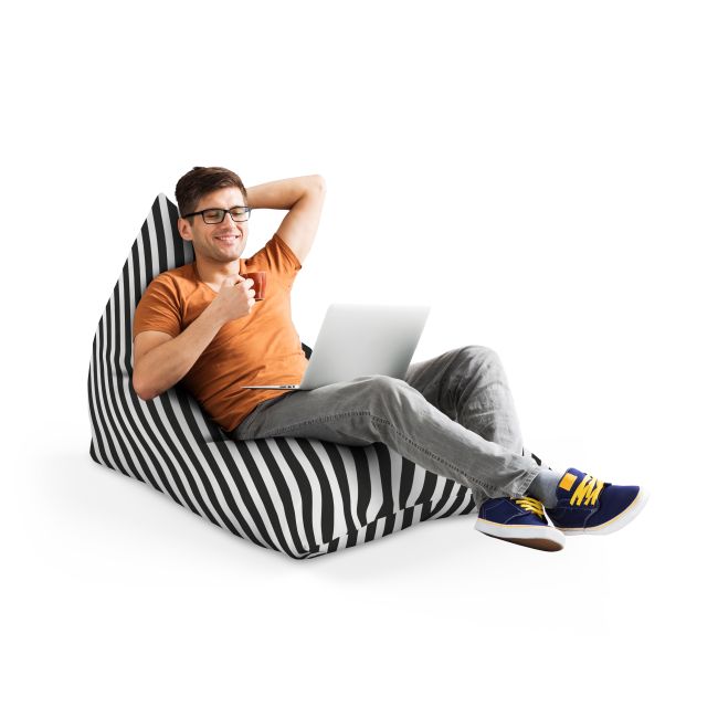 Fotoliu Units Puf Bean Bag tip Lounge, impermeabil, indoor/outdoor, sac interior, cu maner, 155 x 83 x 65 cm, Diagonal Stripes, Black BEANUNB-LGA-L-EXT-162