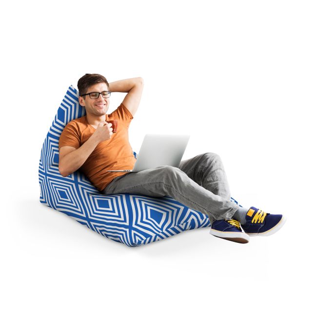 Fotoliu Units Puf Bean Bag tip Lounge, impermeabil, indoor/outdoor, sac interior, cu maner, 155 x 83 x 65 cm, Diamond, Blue BEANUNB-LGA-L-EXT-155