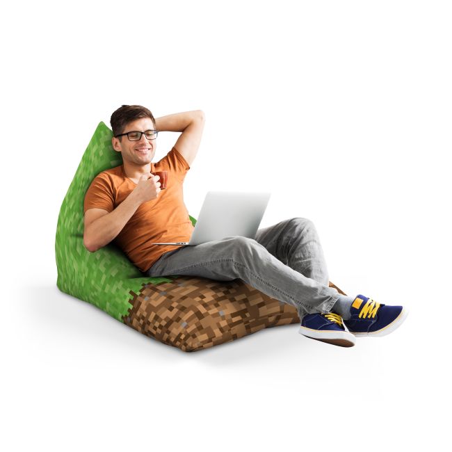 Fotoliu Units Puf Bean Bag tip Lounge, impermeabil, indoor/outdoor, sac interior, cu maner, 155 x 83 x 65 cm, Minecraft Iarba Pamant BEANUNB-LGA-L-EXT-201
