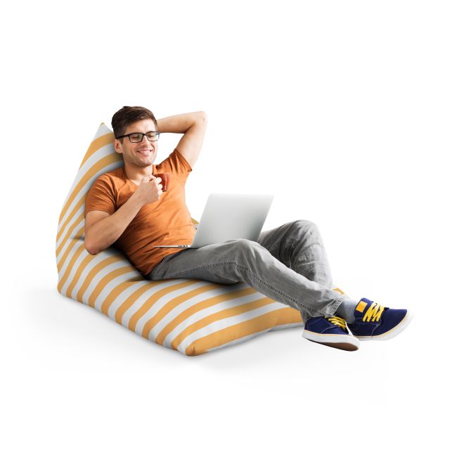 Fotoliu Units Puf Bean Bag tip Lounge, impermeabil, indoor/outdoor, sac interior, cu maner, 155 x 83 x 65 cm, Regular Stripes, Orange BEANUNB-LGA-L-EXT-168