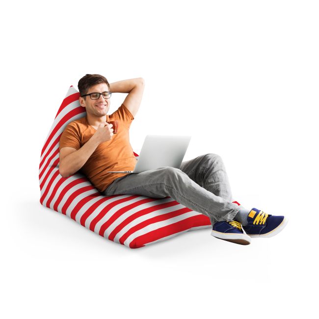 Fotoliu Units Puf Bean Bag tip Lounge, impermeabil, indoor/outdoor, sac interior, cu maner, 155 x 83 x 65 cm, Regular Stripes, Red BEANUNB-LGA-L-EXT-169
