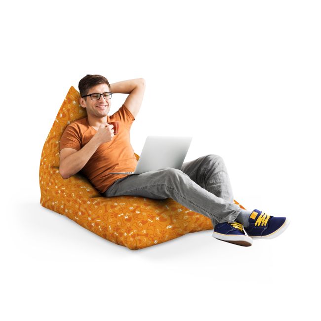 Fotoliu Units Puf Bean Bag tip Lounge, impermeabil, indoor/outdoor, sac interior, cu maner, 155 x 83 x 65 cm, caini fundal portocaliu BEANUNB-LGA-L-EXT-154