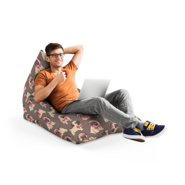 Fotoliu Units Puf Bean Bag tip Lounge, impermeabil, indoor/outdoor, sac interior, cu maner, 155 x 83 x 65 cm, pugs cu ochelari BEANUNB-LGA-L-EXT-151