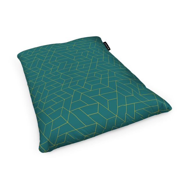 Fotoliu Units Puf Bean Bag tip Perna, impermeabil, indoor/outdoor, sac interior, 115 x 150 x 25 cm, turcoaz cu linii aurii BEANUNB-PL-L-EXT-001