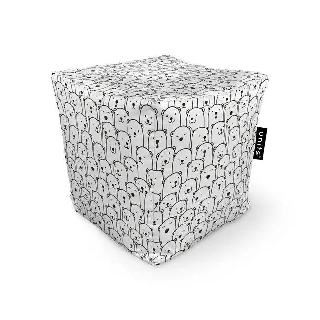 Fotoliu Units Puf Bean Bag tip cub, impermeabil, alb cu ursi BEANUNB-CU-045-038