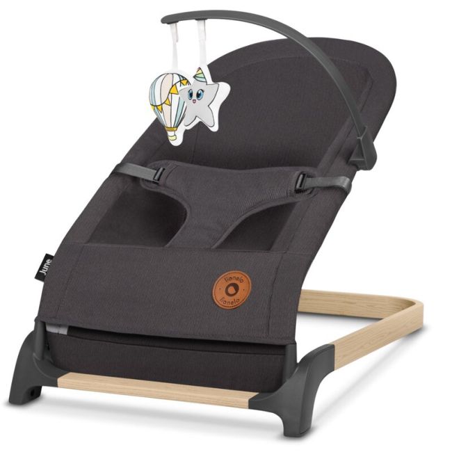Lionelo - Fotoliu balansoar June, Cu arcada cu jucarii, Ergonomic, Balansare manuala, Pliabil, 0 luni+, Gri BYNLO-JUNE_GREY_STONE