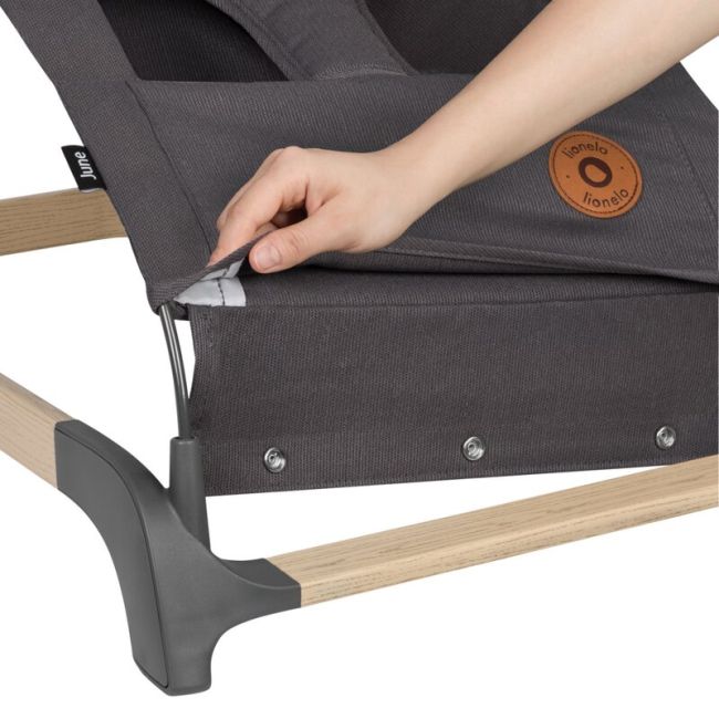 Lionelo - Fotoliu balansoar June, Cu arcada cu jucarii, Ergonomic, Balansare manuala, Pliabil, 0 luni+, Gri BYNLO-JUNE_GREY_STONE