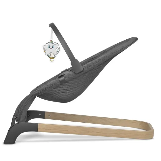 Lionelo - Fotoliu balansoar June AIR, Cu arcada cu jucarii, Ergonomic, Permite circulatia aerului, Balansare manuala, Pliabil, 0 luni+, Gri BYNLO-JUNE_AIR_GREY_STONE