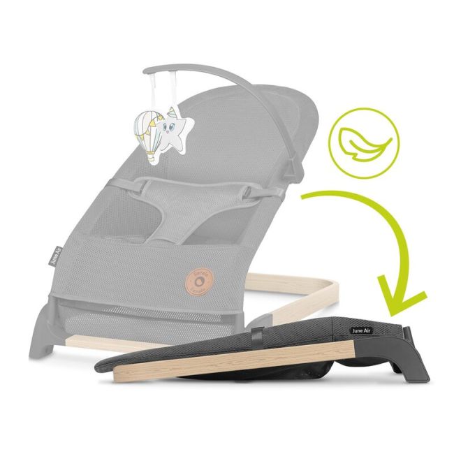 Lionelo - Fotoliu balansoar June AIR, Cu arcada cu jucarii, Ergonomic, Permite circulatia aerului, Balansare manuala, Pliabil, 0 luni+, Gri BYNLO-JUNE_AIR_GREY_STONE