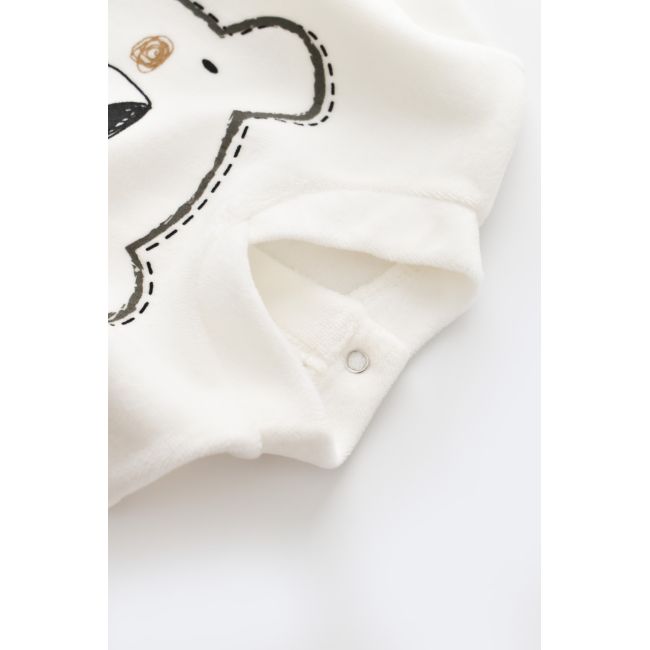 Salopeta Ursulet cu maneca lunga si botosei din 80%bumbac organic si 20% poliester - Antracit, Baby Cosy (Marime: 3-6 Luni) JEMBC-CSYK6011-3