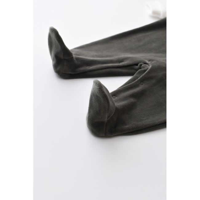 Salopeta Ursulet cu maneca lunga si botosei din 80%bumbac organic si 20% poliester - Antracit, Baby Cosy (Marime: 6-9 luni) JEMBC-CSYK6011-6