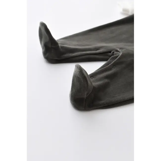 Salopeta Ursulet cu maneca lunga si botosei din 80%bumbac organic si 20% poliester - Antracit, Baby Cosy (Marime: 6-9 luni) JEMBC-CSYK6011-6