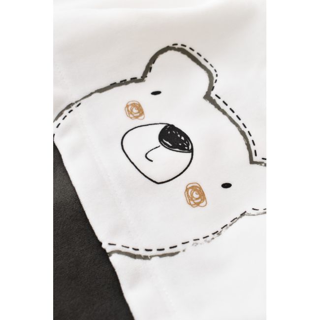 Salopeta Ursulet cu maneca lunga si botosei din 80%bumbac organic si 20% poliester - Antracit, Baby Cosy (Marime: 6-9 luni) JEMBC-CSYK6011-6