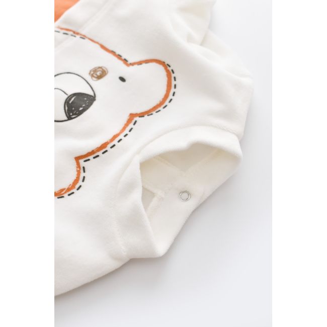 Salopeta Ursulet cu maneca lunga si botosei din 80%bumbac organic si 20% poliester - Portocaliu, Baby Cosy (Marime: 3-6 Luni) JEMBC-CSYK6012-3