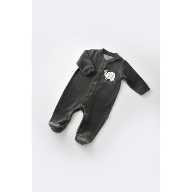 Set Broscuta cu salopeta si body din 80%bumbac organic si 20% poliester - Antracit, Baby Cosy (Marime: 6-9 luni) JEMBC-CSYK6020-6