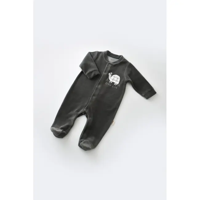 Set Broscuta cu salopeta si body din 80%bumbac organic si 20% poliester - Antracit, Baby Cosy (Marime: 6-9 luni) JEMBC-CSYK6020-6