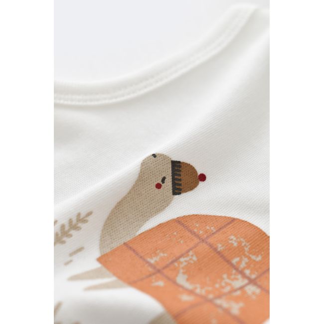 Set Broscuta cu salopeta si body din 80%bumbac organic si 20% poliester - Portocaliu, Baby Cosy (Marime: 0-3 Luni) JEMBC-CSYK6021-0