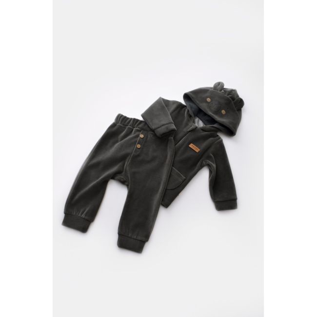 Set Ursulet cu bluzita cu fermoar si gluga si panataloni lungi din 80%bumbac organic si 20% poliester - Antracit, Baby Cosy (Marime: 18-24 Luni) JEMBC-CSYK6016-18