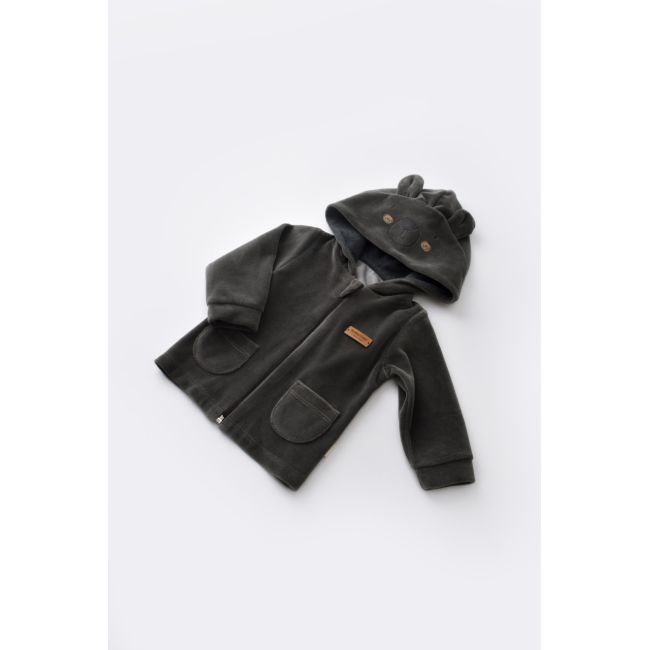 Set Ursulet cu bluzita cu fermoar si gluga si panataloni lungi din 80%bumbac organic si 20% poliester - Antracit, Baby Cosy (Marime: 18-24 Luni) JEMBC-CSYK6016-18