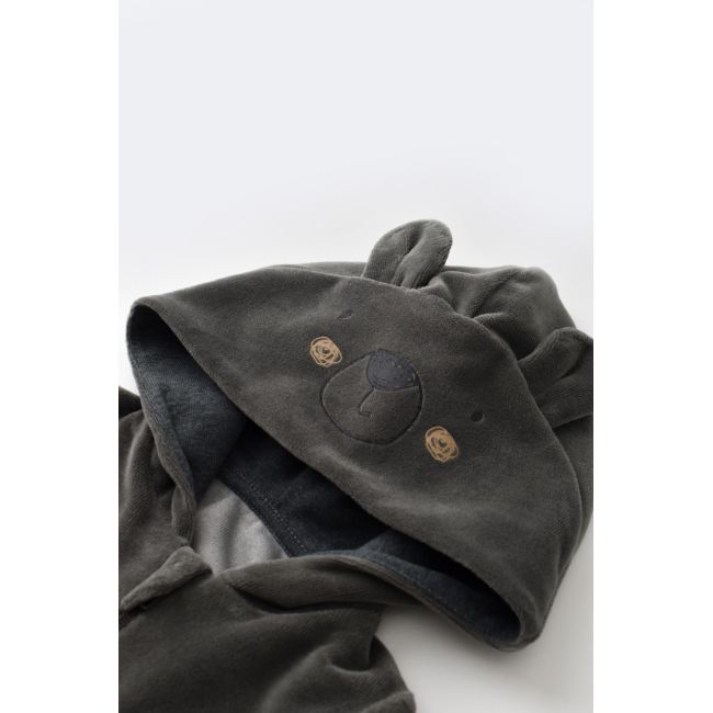 Set Ursulet cu bluzita cu fermoar si gluga si panataloni lungi din 80%bumbac organic si 20% poliester - Antracit, Baby Cosy (Marime: 18-24 Luni) JEMBC-CSYK6016-18