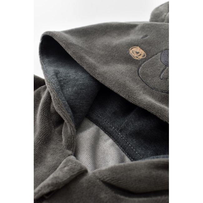 Set Ursulet cu bluzita cu fermoar si gluga si panataloni lungi din 80%bumbac organic si 20% poliester - Antracit, Baby Cosy (Marime: 18-24 Luni) JEMBC-CSYK6016-18