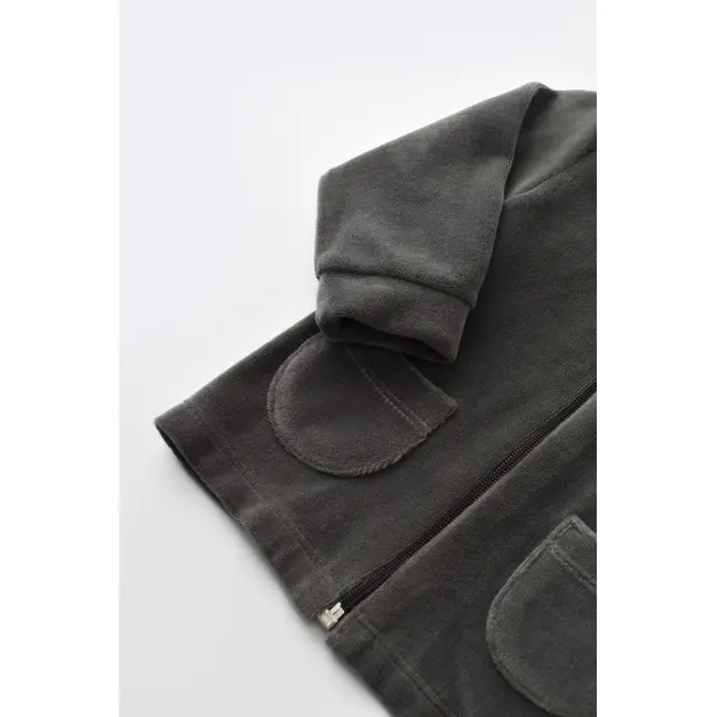 Set Ursulet cu bluzita cu fermoar si gluga si panataloni lungi din 80%bumbac organic si 20% poliester - Antracit, Baby Cosy (Marime: 9-12 luni) JEMBC-CSYK6016-9