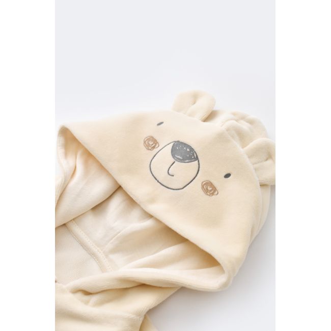 Set Ursulet cu bluzita cu fermoar si gluga si panataloni lungi din 80%bumbac organic si 20% poliester - Crem, Baby Cosy (Marime: 12-18 Luni) JEMBC-CSYK6015-12