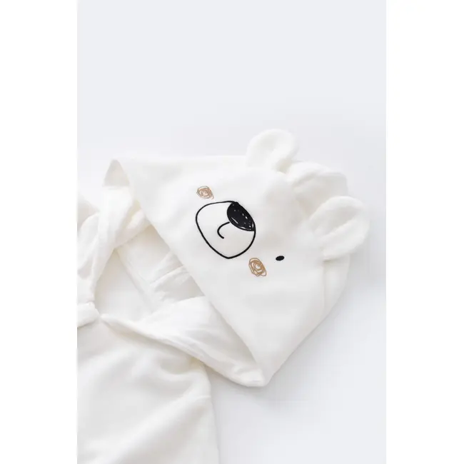 Set Ursulet cu bluzita cu fermoar si gluga si panataloni lungi din 80%bumbac organic si 20% poliester - Ecru, Baby Cosy (Marime: 18-24 Luni) JEMBC-CSYK6014-18
