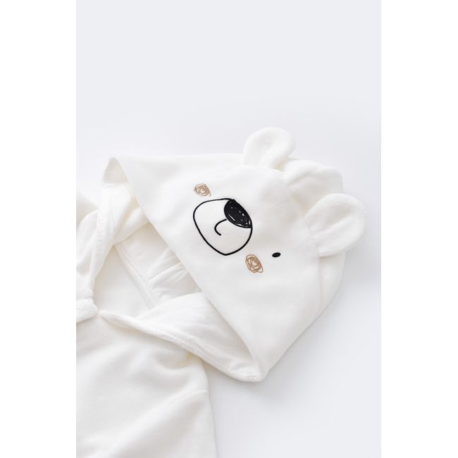 Set Ursulet cu bluzita cu fermoar si gluga si panataloni lungi din 80%bumbac organic si 20% poliester - Ecru, Baby Cosy (Marime: 3-6 Luni) JEMBC-CSYK6014-3