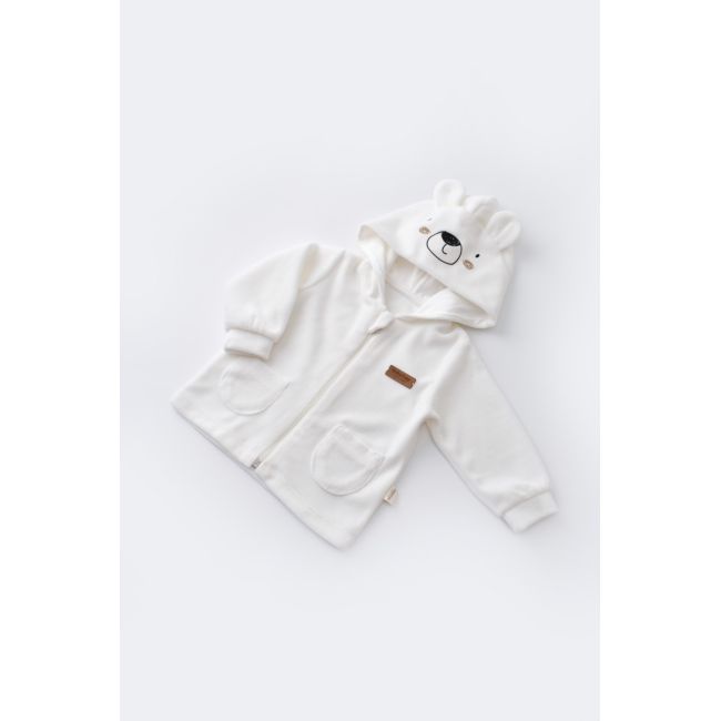 Set Ursulet cu bluzita cu fermoar si gluga si panataloni lungi din 80%bumbac organic si 20% poliester - Ecru, Baby Cosy (Marime: 3-6 Luni) JEMBC-CSYK6014-3