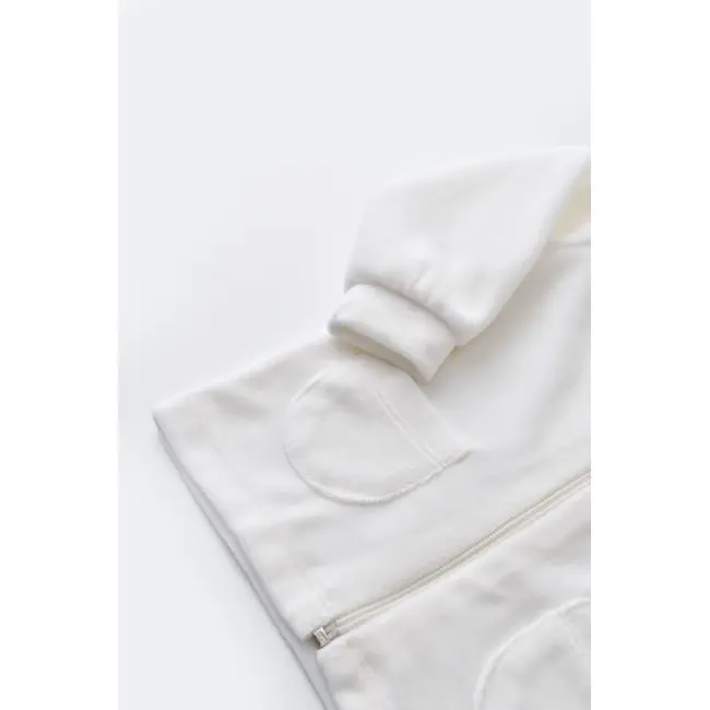 Set Ursulet cu bluzita cu fermoar si gluga si panataloni lungi din 80%bumbac organic si 20% poliester - Ecru, Baby Cosy (Marime: 9-12 luni) JEMBC-CSYK6014-9