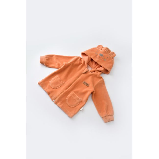 Set Ursulet cu bluzita cu fermoar si gluga si panataloni lungi din 80%bumbac organic si 20% poliester - Portocaliu, Baby Cosy (Marime: 3-6 Luni) JEMBC-CSYK6017-3