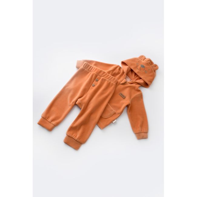 Set Ursulet cu bluzita cu fermoar si gluga si panataloni lungi din 80%bumbac organic si 20% poliester - Portocaliu, Baby Cosy (Marime: 3-6 Luni) JEMBC-CSYK6017-3