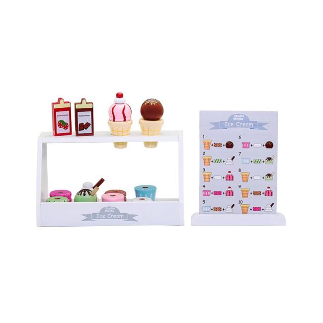 Magazinul de inghetata de jucarie, din lemn, MAMAMEMO KDGAS85472