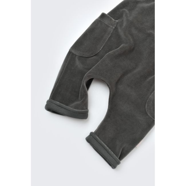 Salopeta Velvet cu bretele din 80%bumbac organic si 20% poliester - Antracit, Baby Cosy (Marime: 3-6 Luni) JEMBC-CSYK6034-3