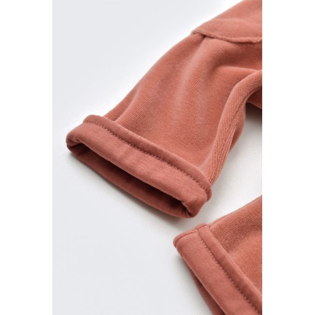 Salopeta Velvet cu bretele din 80%bumbac organic si 20% poliester - Caramiziu, Baby Cosy (Marime: 3-6 Luni) JEMBC-CSYK6036-3
