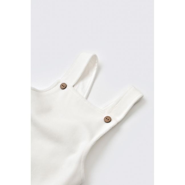 Salopeta Velvet cu bretele din 80%bumbac organic si 20% poliester - Ecru, Baby Cosy (Marime: 3-6 Luni) JEMBC-CSYK6032-3